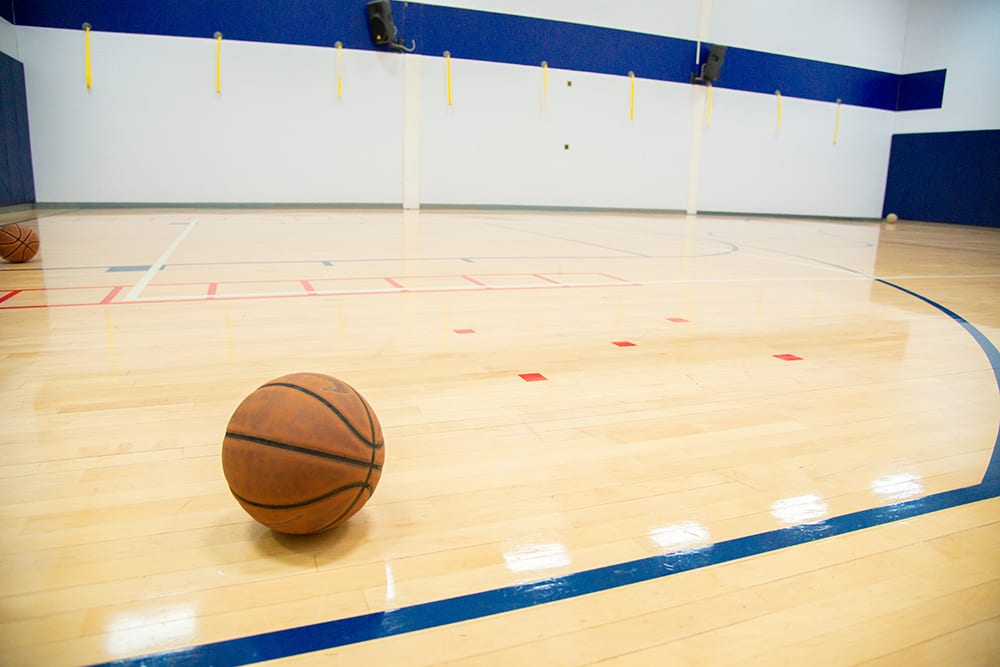 basketballs in gym basketball court
